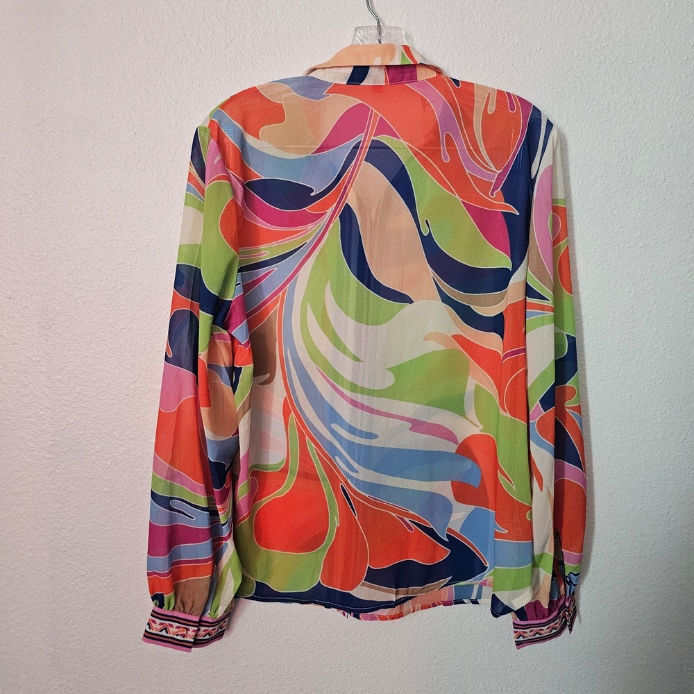 Hummingbird Wishes Flying Tomato Women's Blouse Size Large - Picture 4 of 5